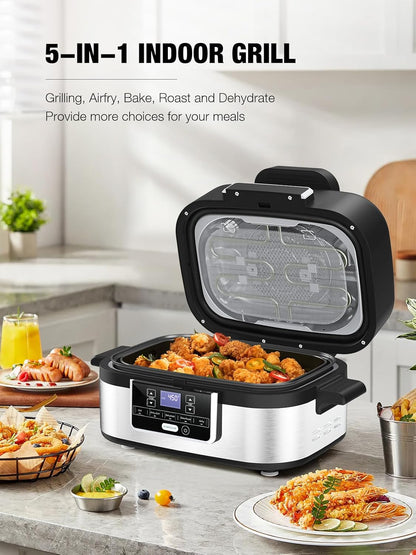 5-IN-1 5QT Indoor Air Fryer Crisps Roasts Reheats Dehydrates for Quick