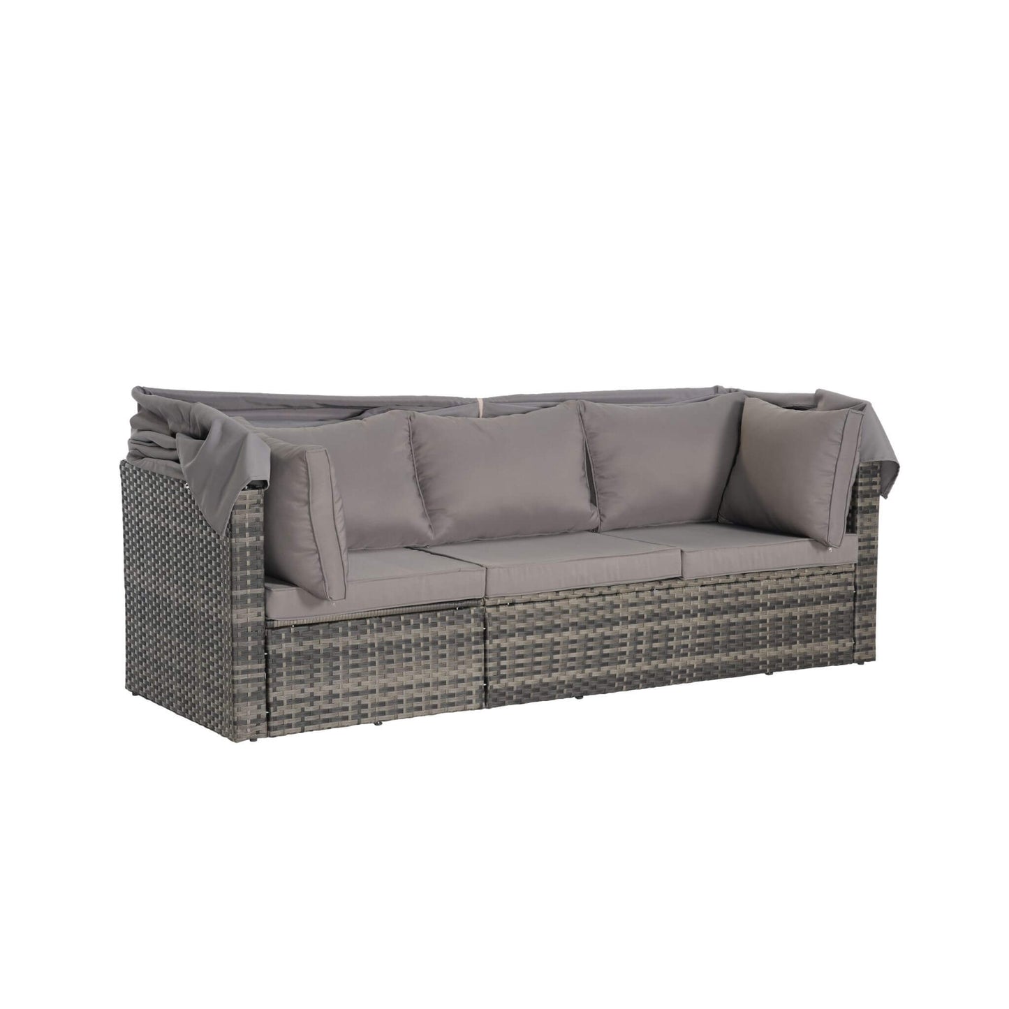 Alora 5-Piece Outdoor Patio Wicker Daybed Furniture Set With Retractable Canopy