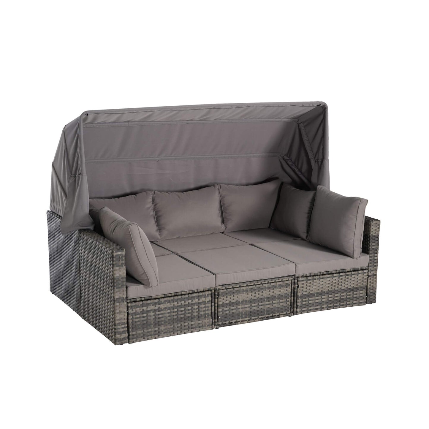 Alora 5-Piece Outdoor Patio Wicker Daybed Furniture Set With Retractable Canopy