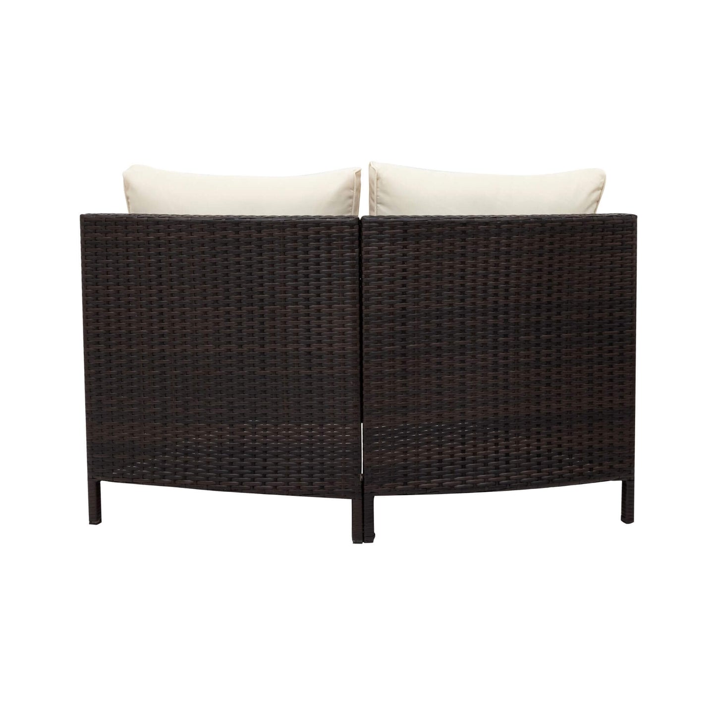 Alora Premium 5-Piece All-Weather Half-Moon Outdoor Rattan Wicker Patio Sectional Sofa Furniture Set With Tempered Glass Table