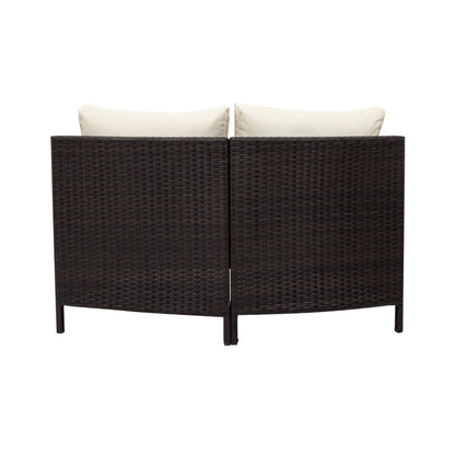 Alora Premium 5-Piece All-Weather Half-Moon Outdoor Rattan Wicker Patio Sectional Sofa Furniture Set With Tempered Glass Table