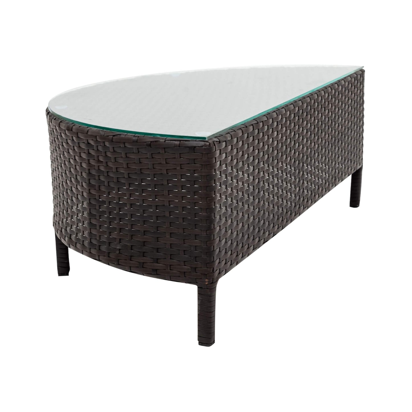 Alora Premium 5-Piece All-Weather Half-Moon Outdoor Rattan Wicker Patio Sectional Sofa Furniture Set With Tempered Glass Table