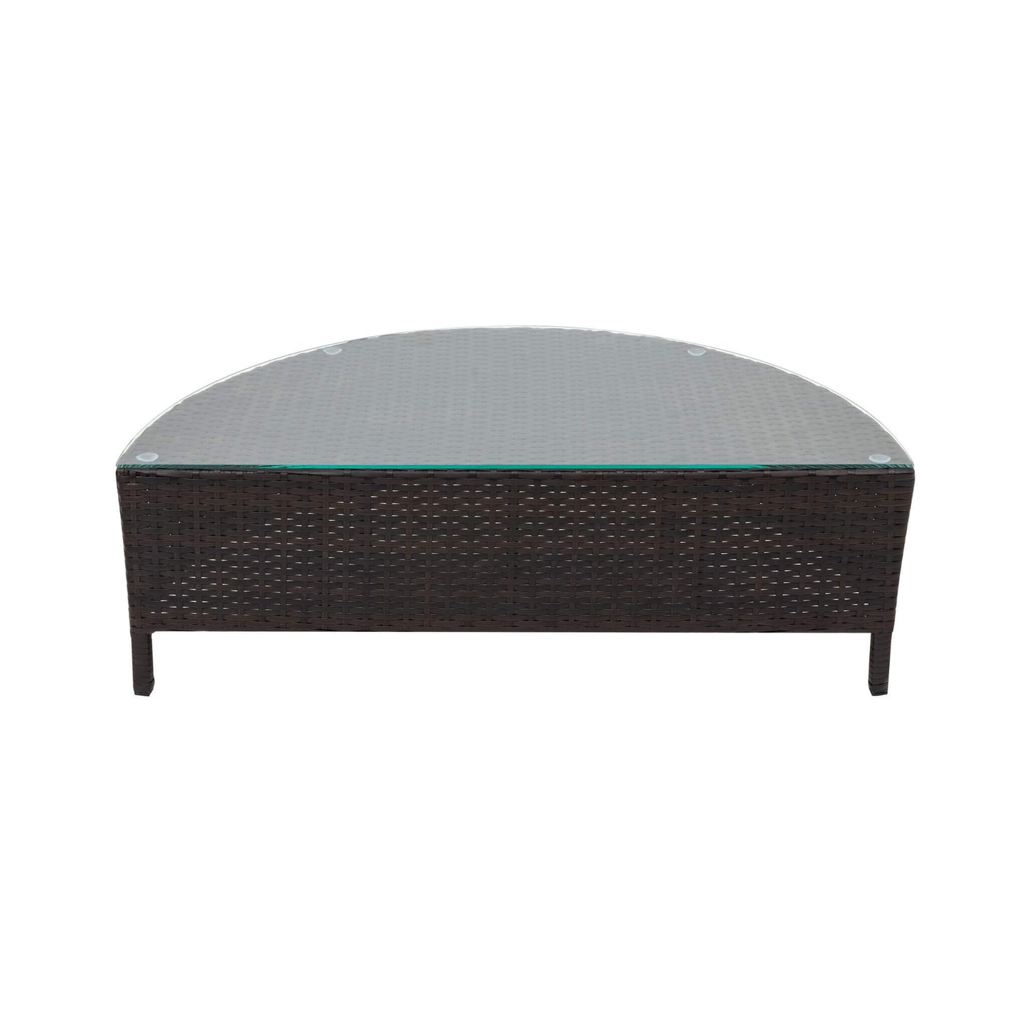 Alora Premium 5-Piece All-Weather Half-Moon Outdoor Rattan Wicker Patio Sectional Sofa Furniture Set With Tempered Glass Table