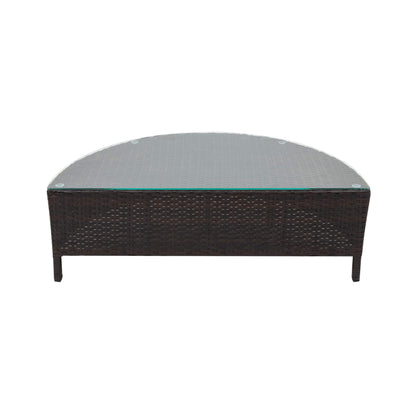Alora Premium 5-Piece All-Weather Half-Moon Outdoor Rattan Wicker Patio Sectional Sofa Furniture Set With Tempered Glass Table