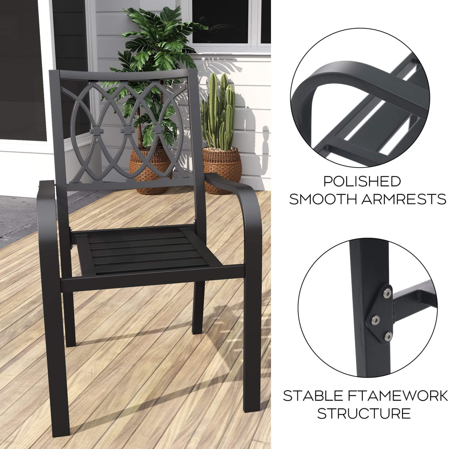 Alora 5-Piece Outdoor Dining Set with 4 Heavy-Duty Chairs and Square Table with Umbrella Hole