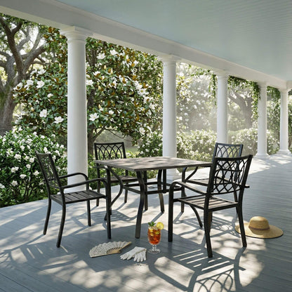 Alora 5-Piece Outdoor Dining Set with 4 Heavy-Duty Chairs and Square Table with Umbrella Hole