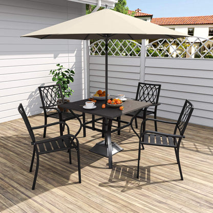 Alora 5-Piece Outdoor Dining Set with 4 Heavy-Duty Chairs and Square Table with Umbrella Hole
