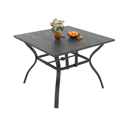 Alora 5-Piece Outdoor Dining Set with 4 Heavy-Duty Chairs and Square Table with Umbrella Hole