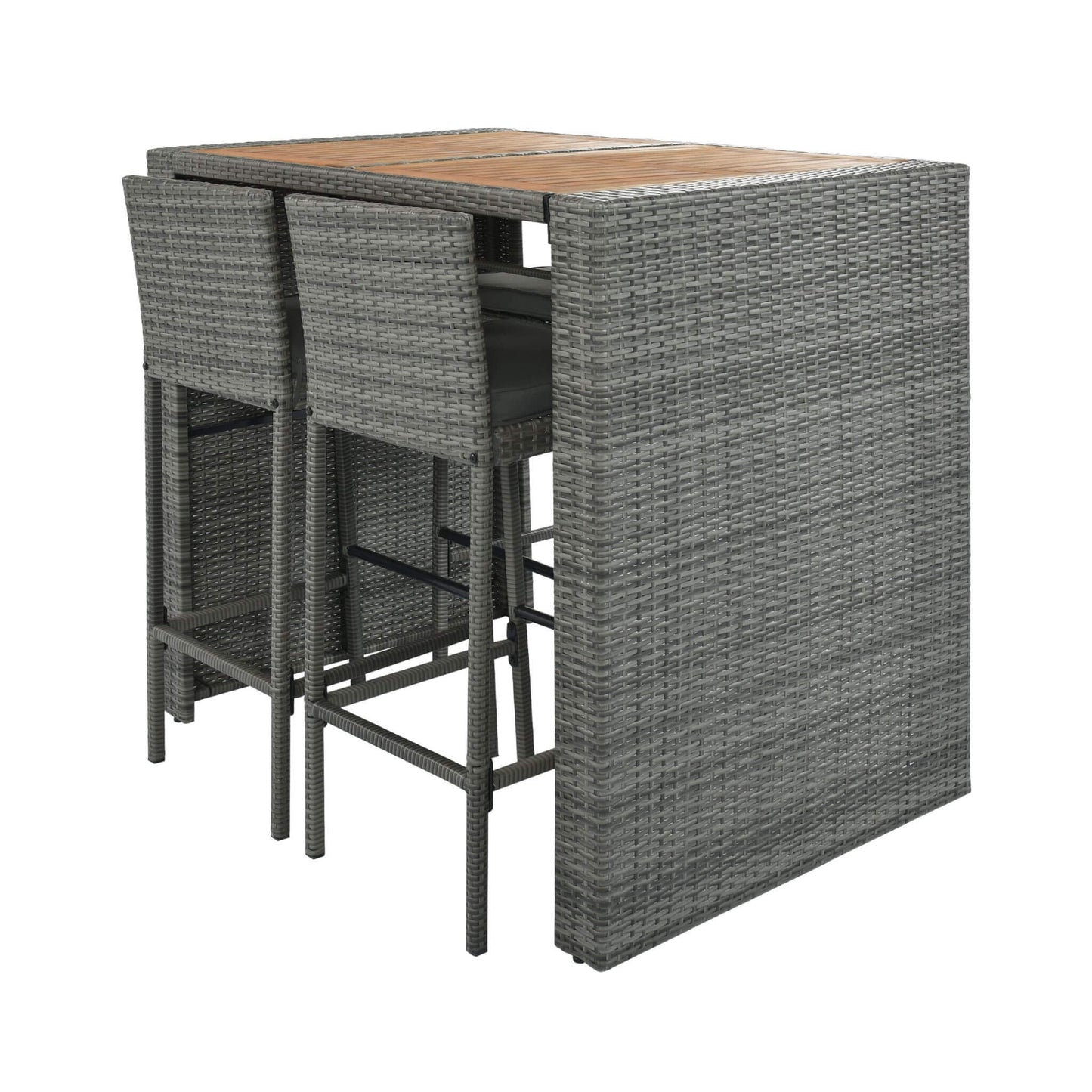 Alora 5-Piece Wicker Patio Bar Set with Cushions & Acacia Table