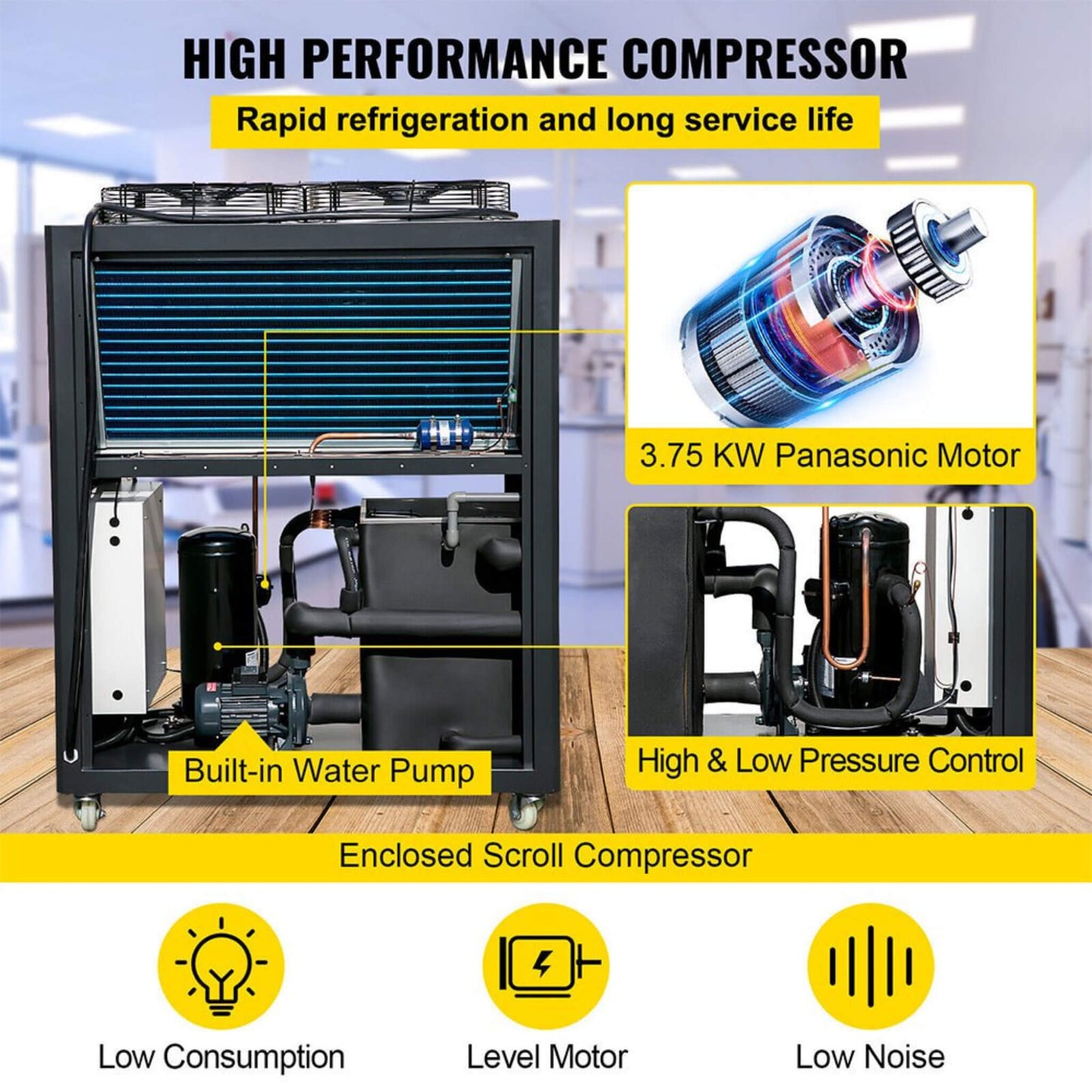 Smart Air-Cooled SS Industrial Water Chiller With LCD Display