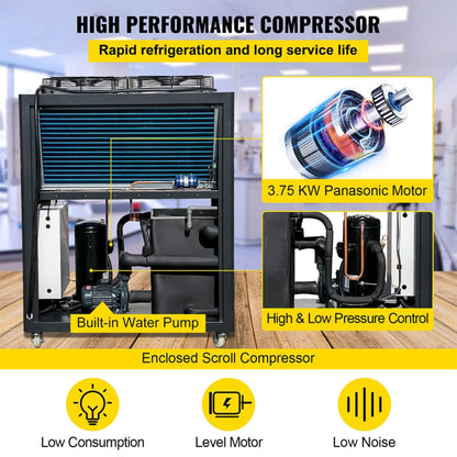 Smart Air-Cooled SS Industrial Water Chiller With LCD Display