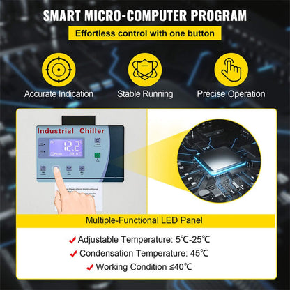 Smart Air-Cooled SS Industrial Water Chiller With LCD Display