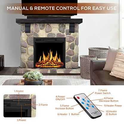 50 Inch Electric Fireplace Stone Mantel Package Y4926