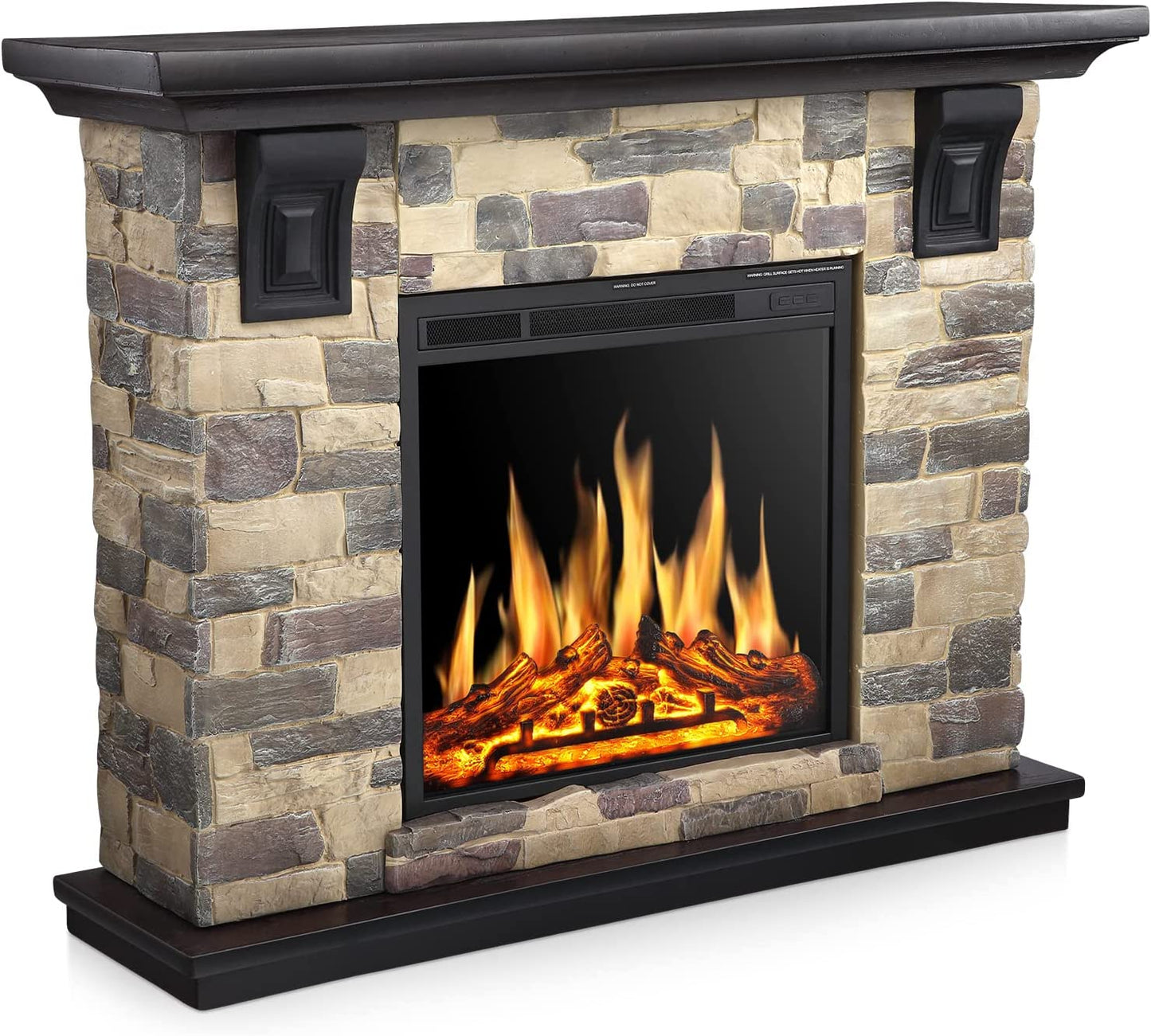 50 Inch Electric Fireplace Stone Mantel Package Y4926