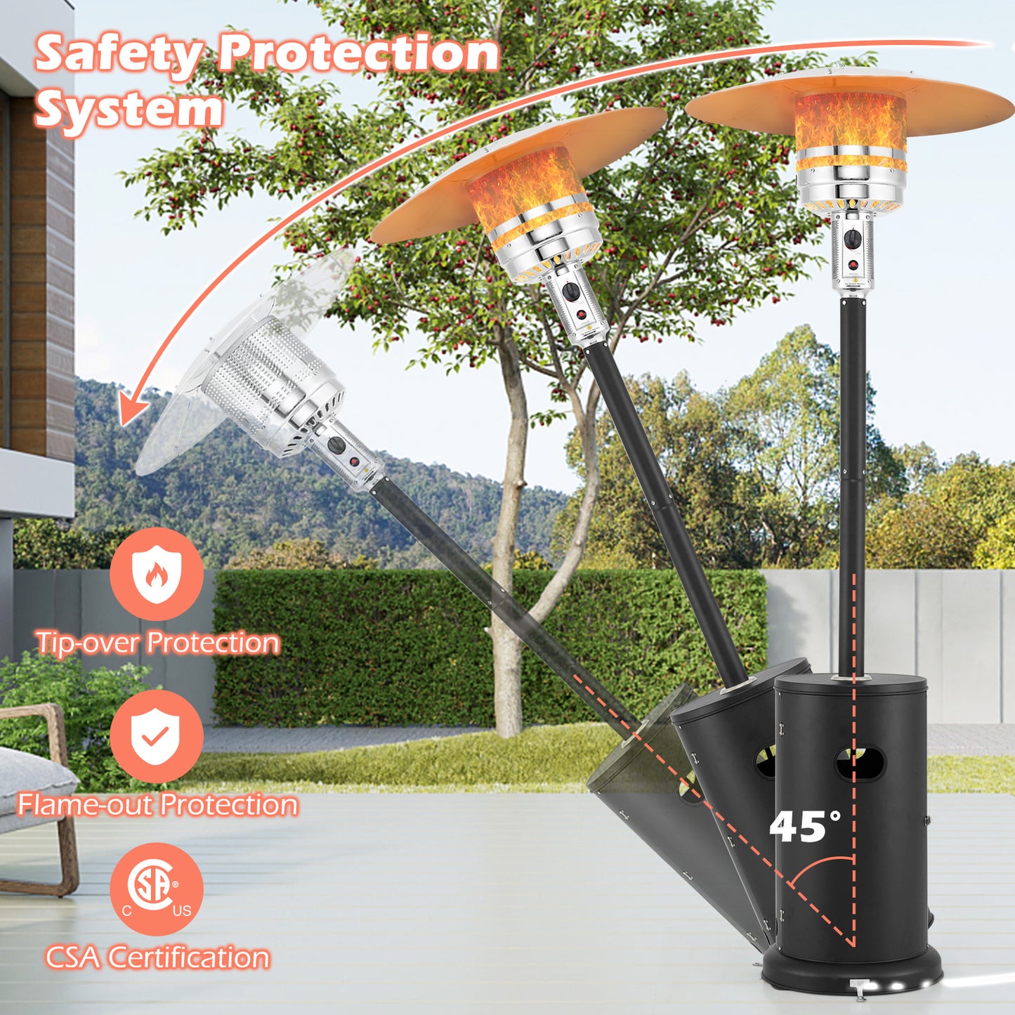 50000 BTU Propane Patio Heater with Round Table Design