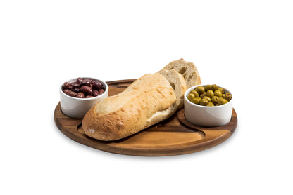 Charcuterie Board Serving Tray with 2 Ceramic Bowls and Lids