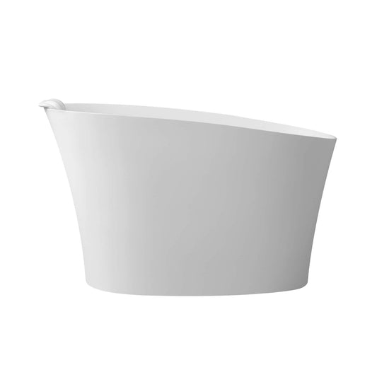 Nuvia 51-Inch Solid Surface Oval Freestanding Bathtub with Seat and Headrest