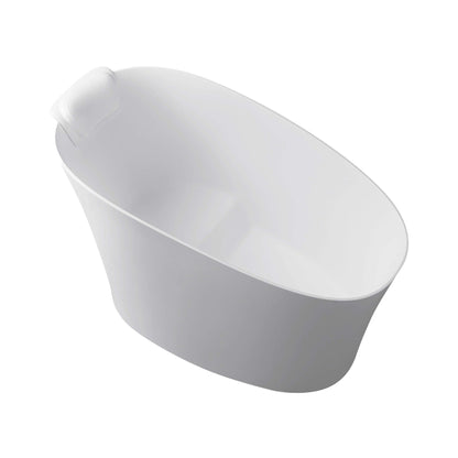 Nuvia 51-Inch Solid Surface Oval Freestanding Bathtub with Seat and Headrest