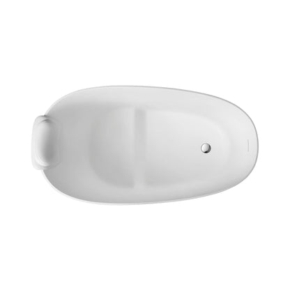 Nuvia 51-Inch Solid Surface Oval Freestanding Bathtub with Seat and Headrest