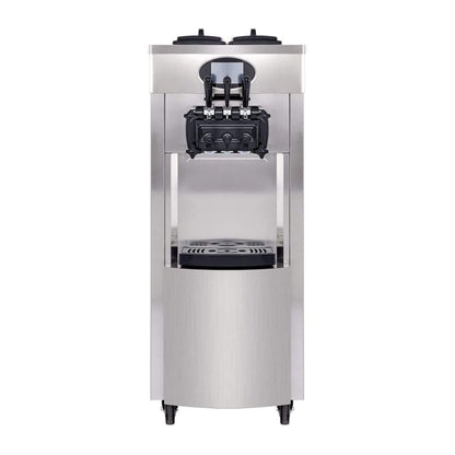 53" Freestanding 3-Flavors Commercial Soft Serve Yogurt Ice Cream Machine Maker With Auto Clean