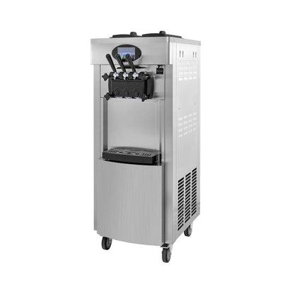 53" Freestanding 3-Flavors Commercial Soft Serve Yogurt Ice Cream Machine Maker With Auto Clean