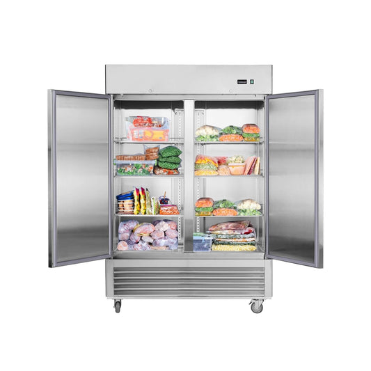 54-Inch 42.2 Cu.Ft Commercial Stainless Steel 2-Section Upright Reach-In Freezer