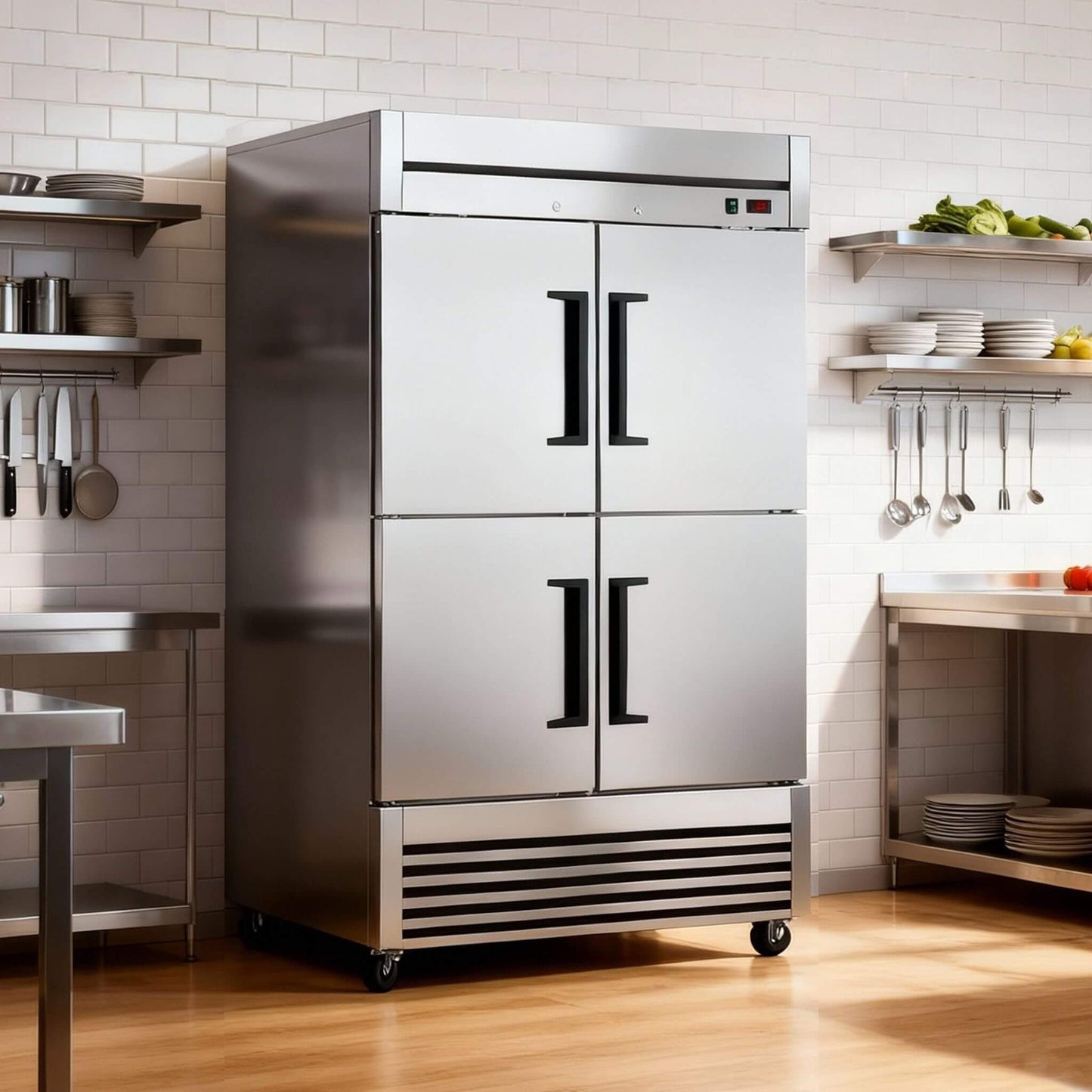 54-Inch 49 Cu.Ft Commercial 6-Shelves Stainless Steel Reach-In Freezer