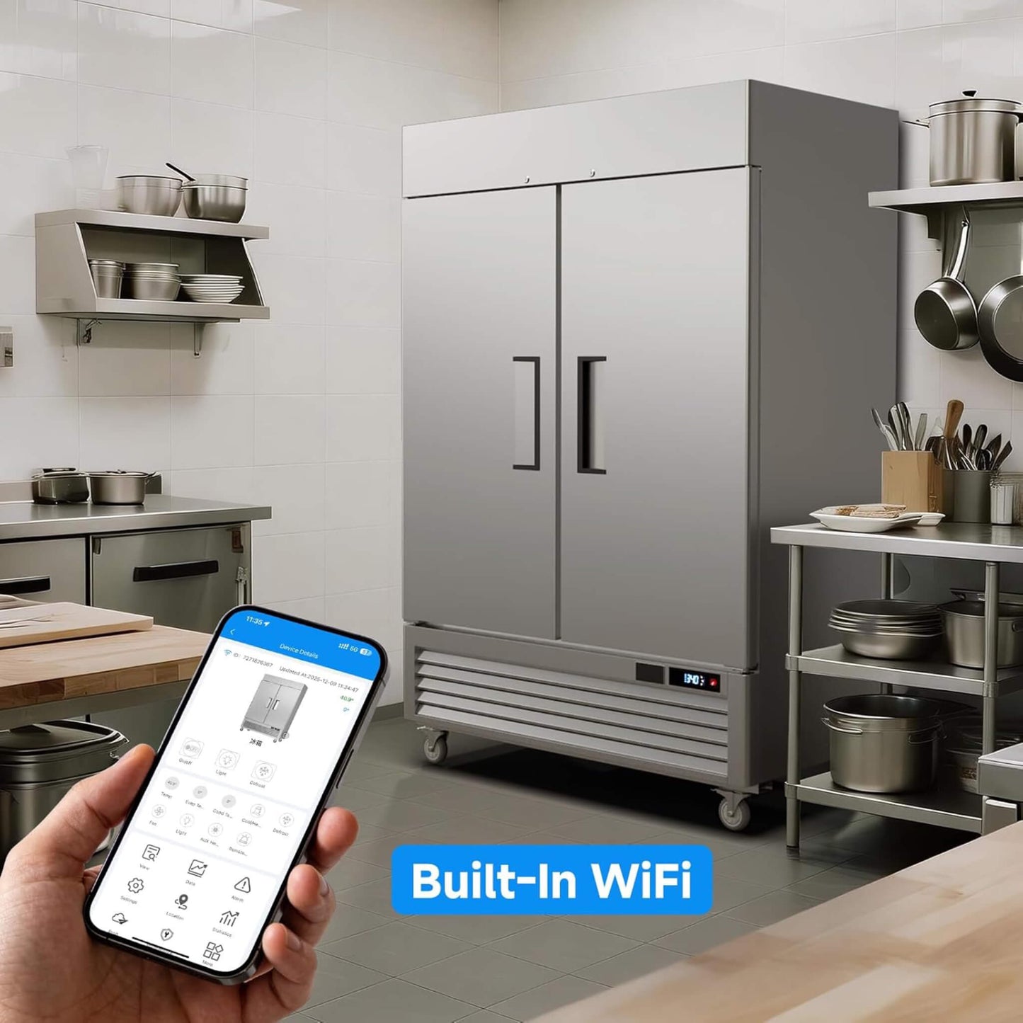 54-Inch Commercial 49 Cu.Ft 2-Door WiFi Refrigerator with Smart App Control