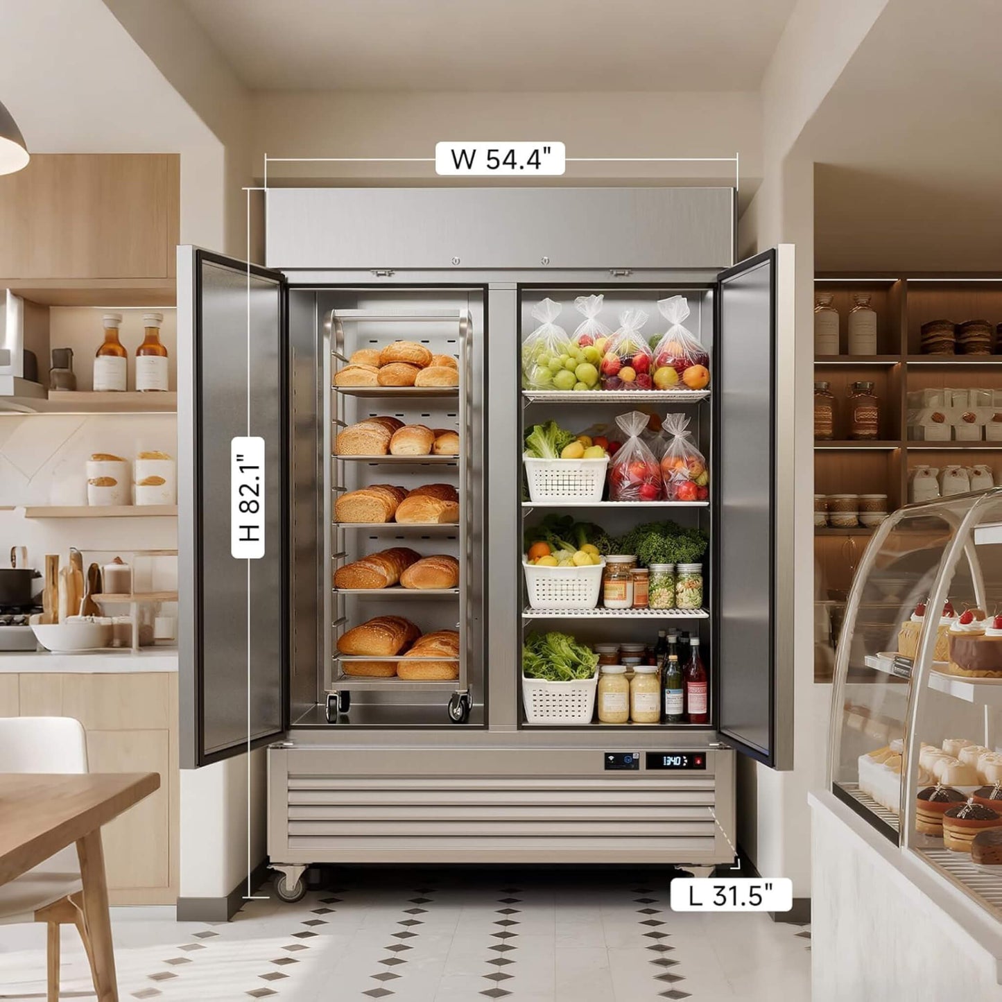 54-Inch Commercial 49 Cu.Ft 2-Door WiFi Refrigerator with Smart App Control