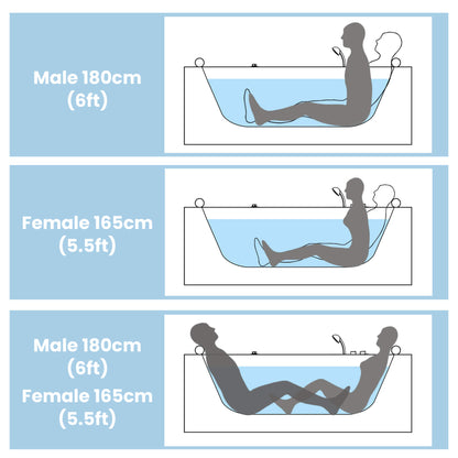 Alora Serenity 59-Inch 2-Person Acrylic Corner Whirlpool 16-Jet Hydro Massage Bathtub with Heater Rainbow Light