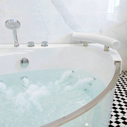 Alora Serenity 59-Inch 2-Person Acrylic Corner Whirlpool 16-Jet Hydro Massage Bathtub with Heater Rainbow Light