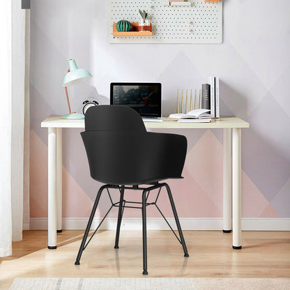 Set of 2 Metal Frame Modern Petal-Shape Plastic Dining Chairs