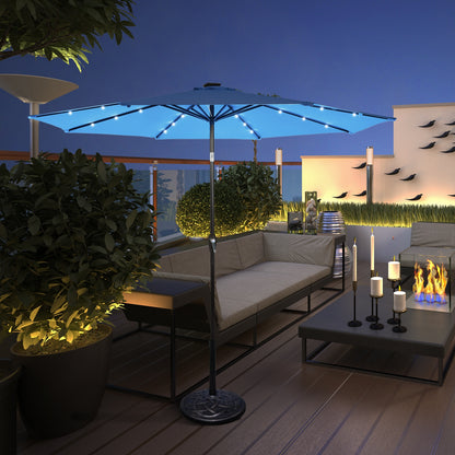 10' Solar LED Lighted Patio Market Umbrella Shade Tilt Adjustment Crank-Beige