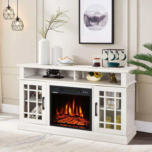 48 Inch Electric Fireplace TV Stand with Cabinets for TVs Up to 50 Inch
