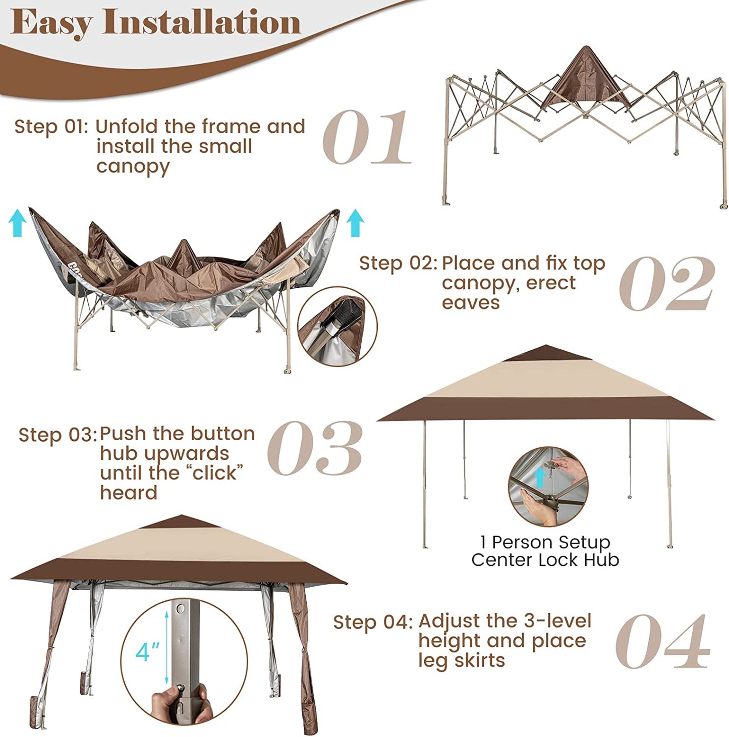13' x 13' FT Pop-Up Patio Gazebo with Wheels