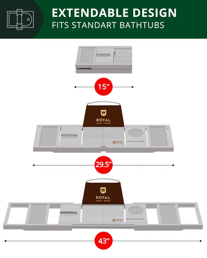 Bathtub Caddy Tray, Gray