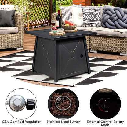 5 Piece Patio Furniture Set with 50000 BTU Propane Fire Pit Table-Black