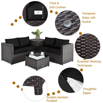 5 Piece Patio Furniture Set with 50000 BTU Propane Fire Pit Table-Black