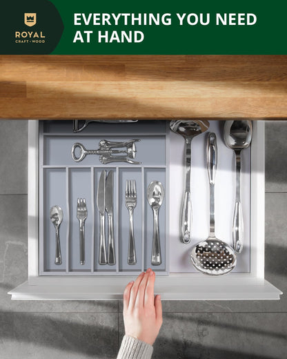 Basic Silverware Drawer Organizer, Gray