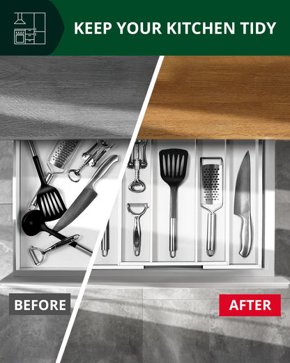Utensil Drawer Organizer, White (5 Slots)
