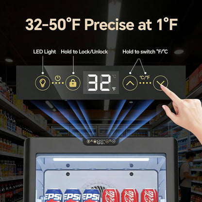 6.0 Cu.Ft Commercial Beverage Refrigerator with Glass Door and Adjustable Shelves