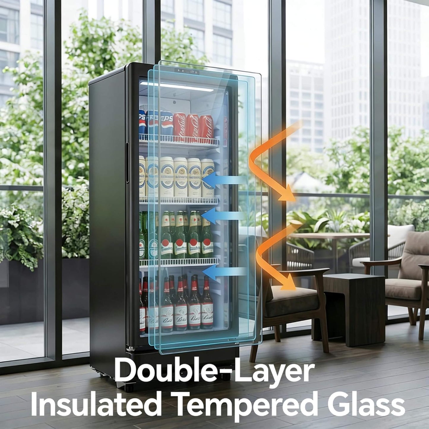 6.0 Cu.Ft Commercial Beverage Refrigerator with Glass Door and Adjustable Shelves