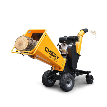Heavy-Duty 6-Inch 420CC 15HP Gas Wood Chipper Shredder Mulcher with Tow Bar & Safety Stop Bar