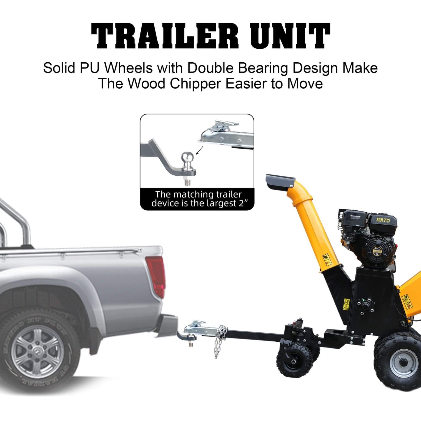 Heavy-Duty 6-Inch 420CC 15HP Gas Wood Chipper Shredder Mulcher with Tow Bar & Safety Stop Bar