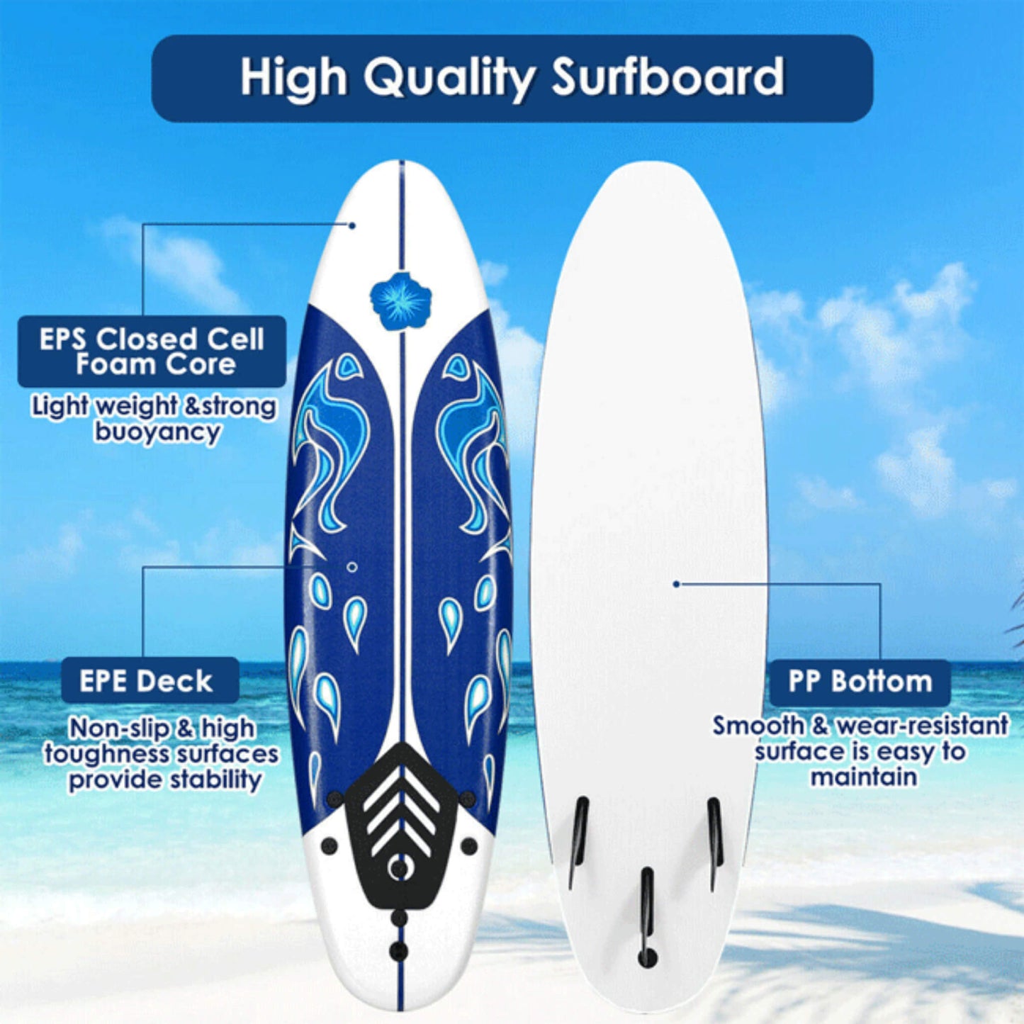 6FT Inflatable Blow Up Stand Up Paddle SUP Surfboard