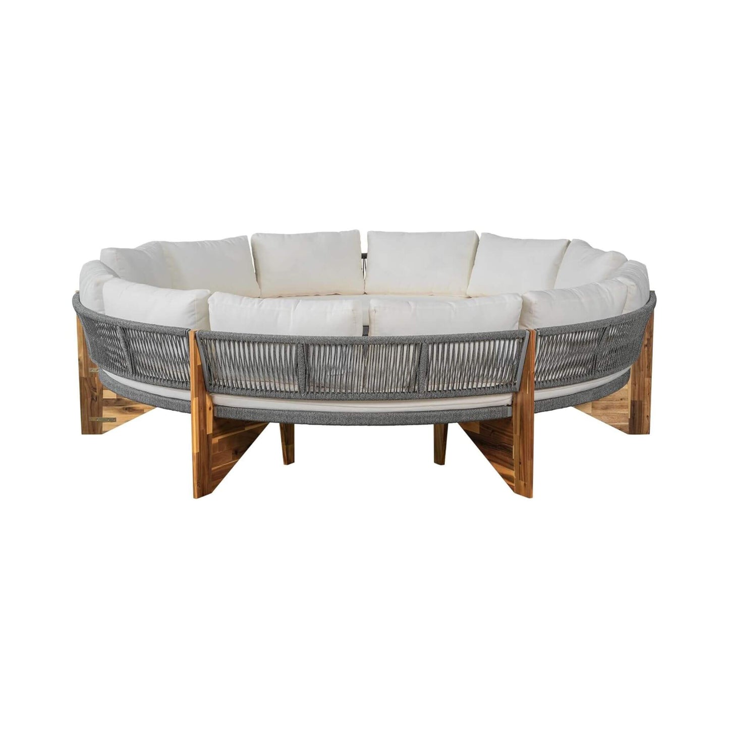 Alora 6-Person Half Moon Beige Patio Sectional Set with Cushions and Table
