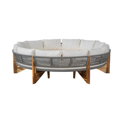 Alora 6-Person Half Moon Beige Patio Sectional Set with Cushions and Table