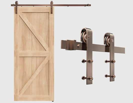 6.6FT Colorful Sliding Barn Door Track Kit for 1 Doors, J Shape (No Door)