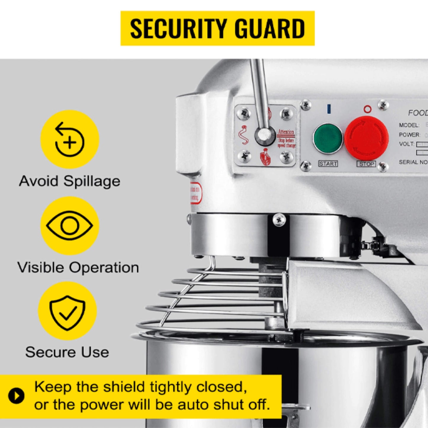 600W Commercial Dough Kneader Bakery Mixer Machine 15QT