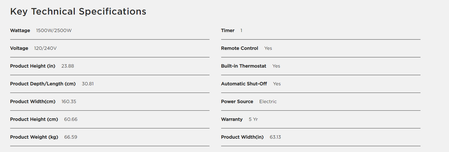 60 tech specs